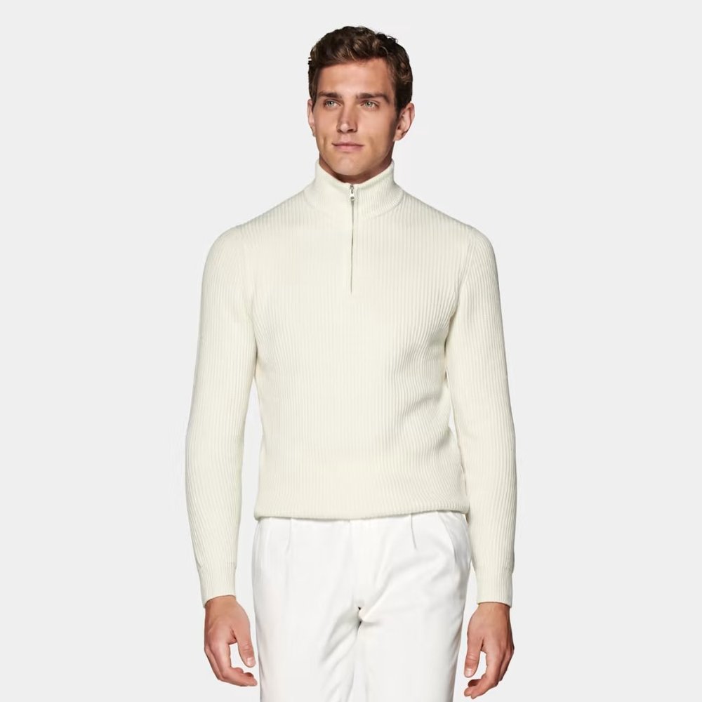 SUITSUPPLY Australian Wool & Mongolian Cashmere Half Zip